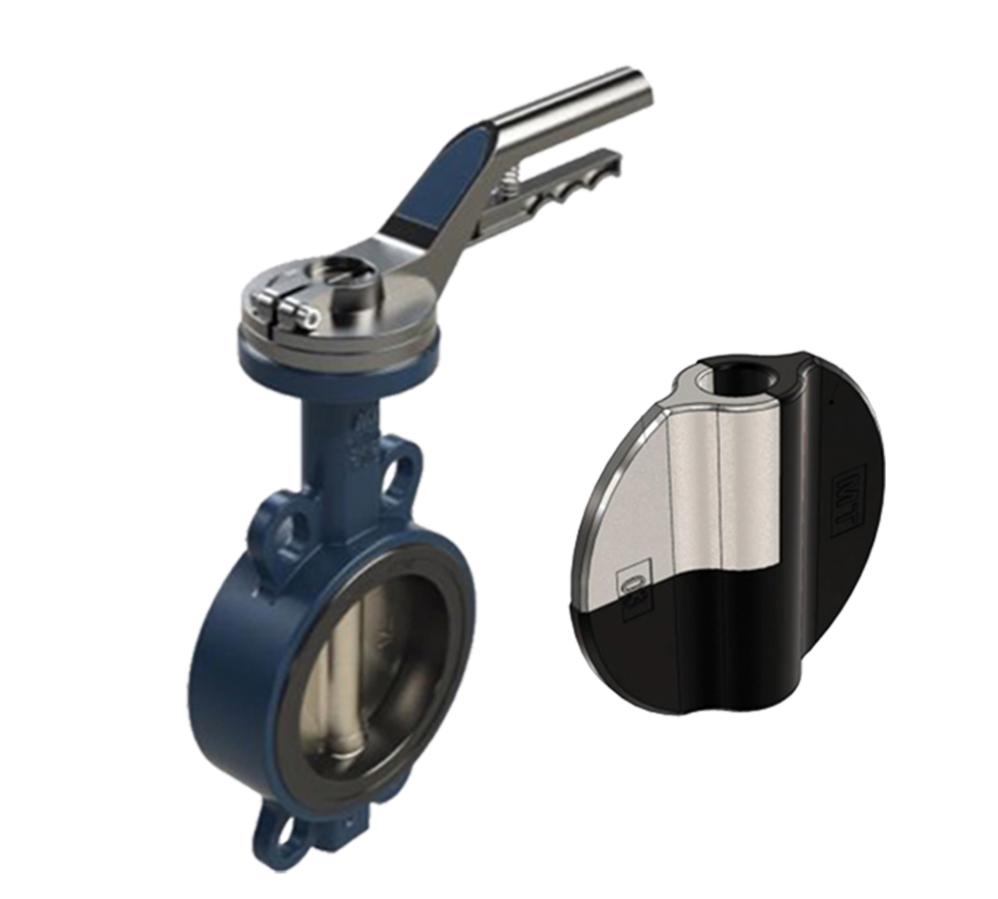 Vlvula Tipo wafer Mariposa cuerpo de fundicin disco de fundicin cubierto de Rilsan.jpg