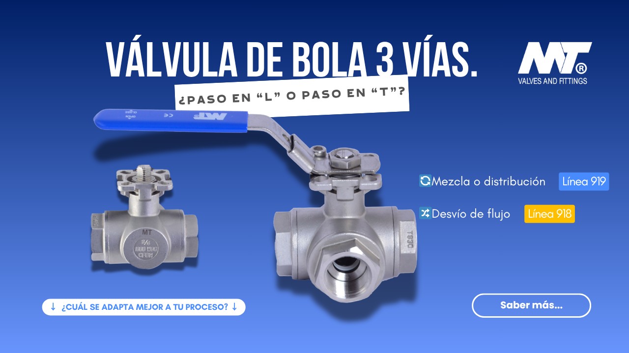 ¿Qué es una válvula de bola de 3 vías y cómo elegir entre paso en “L” o paso en “T”?
